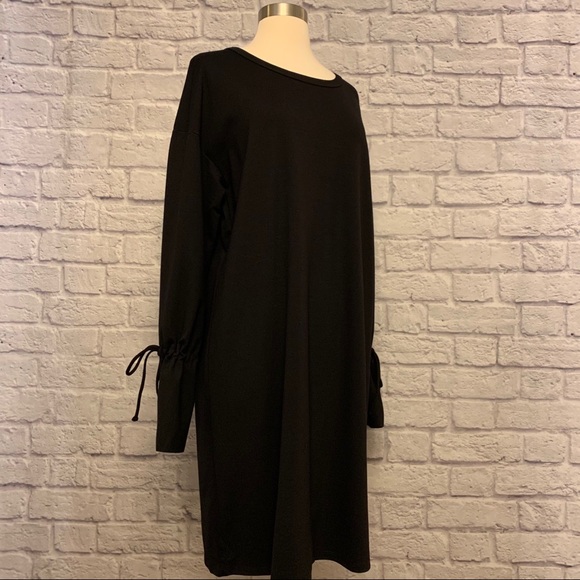 NWOT Halogen Black Shift Dress w/ Tie Bell Sleeves - Picture 4 of 11